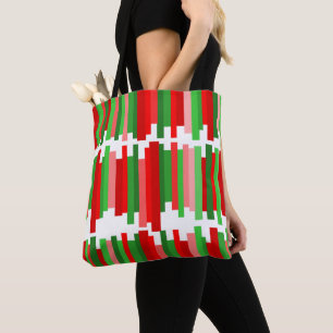 Bolso De Tela Líneas vagabundas - Rojo y Verde