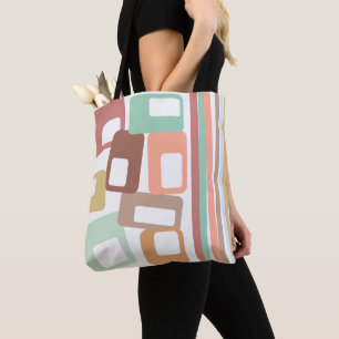 Bolso De Tela Líneas y Rectángulos
