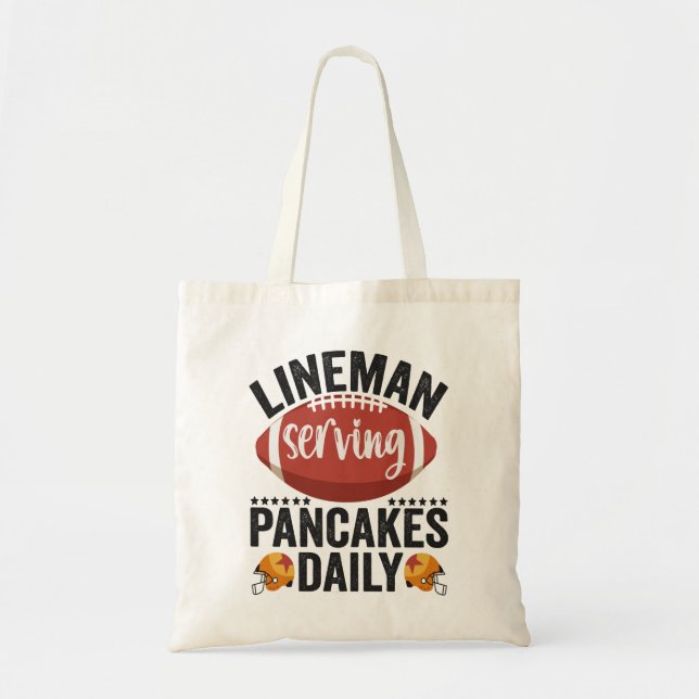 Bolso De Tela Lineman Sirve Pancakes Diariamente Gracioso Regalo (Frente)