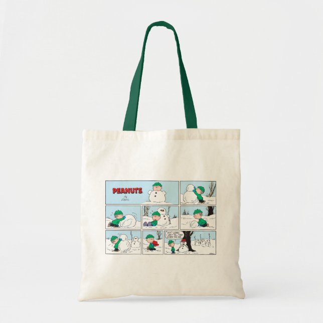 Bolso De Tela Linus Construye Un Hombre De Nieve (Frente)