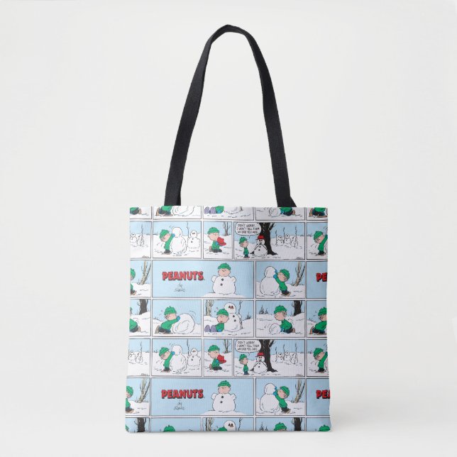 Bolso De Tela Linus Construye Un Hombre De Nieve (Anverso)