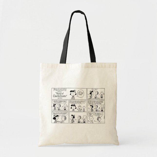 Bolso De Tela Linus le dice a Lucy que es cangrejo (Frente)