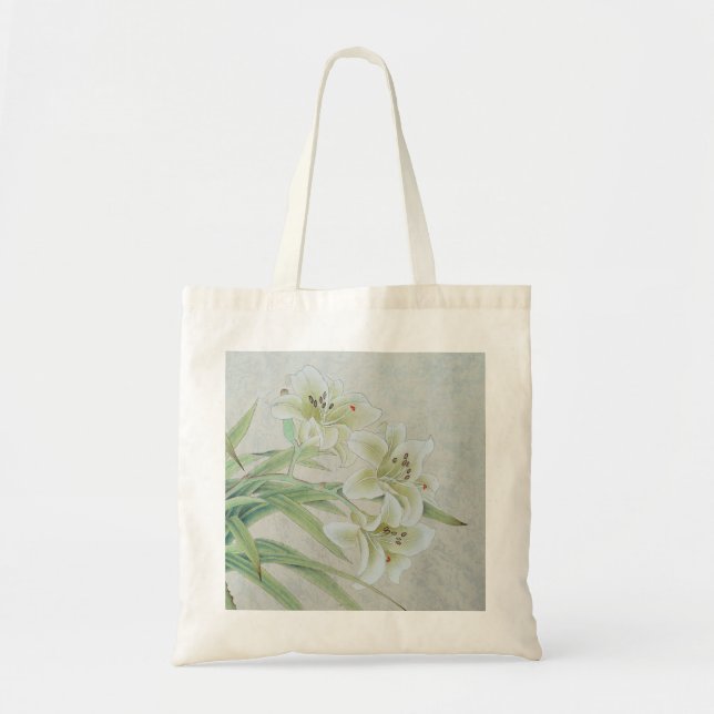 Bolso De Tela Lirio blanco (Frente)