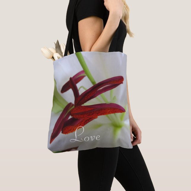 Bolso De Tela Lirio blanco, flor. (Detalle)