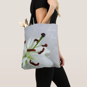 Bolso De Tela Lirio blanco.Flor.Pilar lumbar