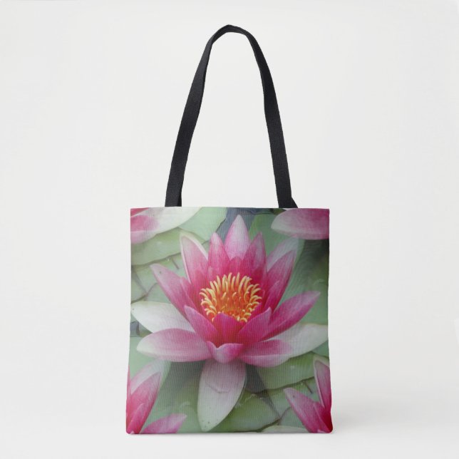 Bolso De Tela Lirio de agua de Lotus rosa (Anverso)