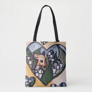 Bolso De Tela Lirio de ciervos de primavera de Fawn de las flore