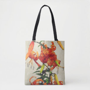 Bolso De Tela Lirio de Tigre de Acuarela Naranja 1