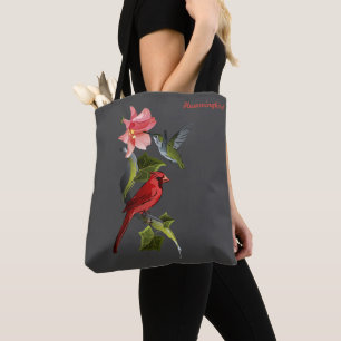Bolso De Tela Lirio rosado del cardenal y del colibrí