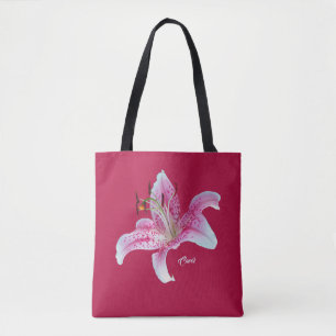 Bolso De Tela Lirio rosado rojo del Stargazer todo sobre el tote