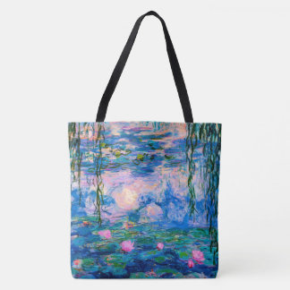 Bolso De Tela Lirios de agua de Monet con reflexiones de la