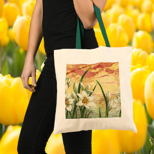Bolso De Tela Lirios de Pascua y Ángeles Victorianos al Amanecer