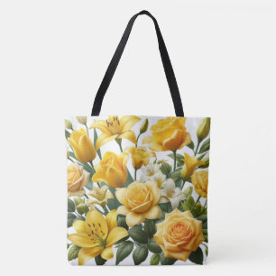 Bolso De Tela Lirios de rosas amarillas