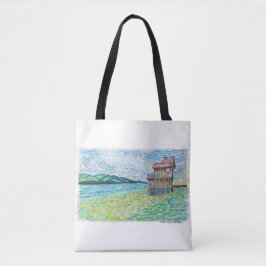 Bolso De Tela Lirios en el lago
