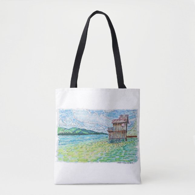 Bolso De Tela Lirios en el lago (Anverso)
