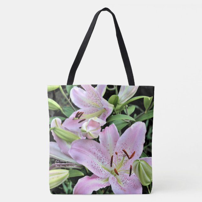Bolso De Tela Lirios orientales rosados (Anverso)