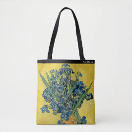 Bolso De Tela Lirios por Van Gogh – Texto Personalizado