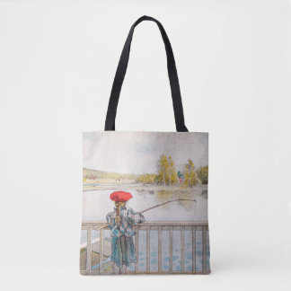 Bolso De Tela Lisbet Pescando por Carl Larsson, Arte Antiguo Fin