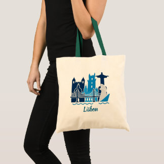 Bolso De Tela Lisbon Portugal City Skyline Tote Bag – Minimal Tr