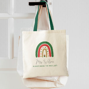 Bolso De Tela Lista Bonita de Navidad para Maestros Arcoíris