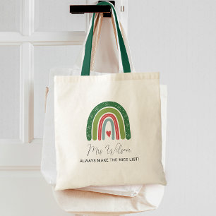 Bolso De Tela Lista Bonita de Navidad para Maestros Arcoíris