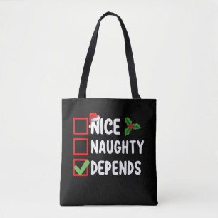 Bolso De Tela Lista de Navidad de Depende Malo Bueno