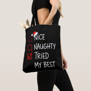 Bolso De Tela Lista de Navidad de Santa Buen Malvado Probé Lo Me