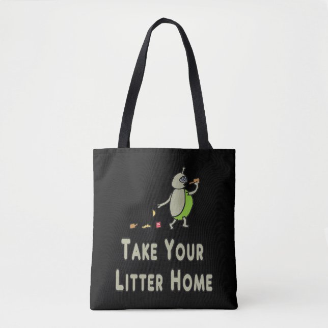 Bolso De Tela Litterbug lleva tu litera a casa (Anverso)