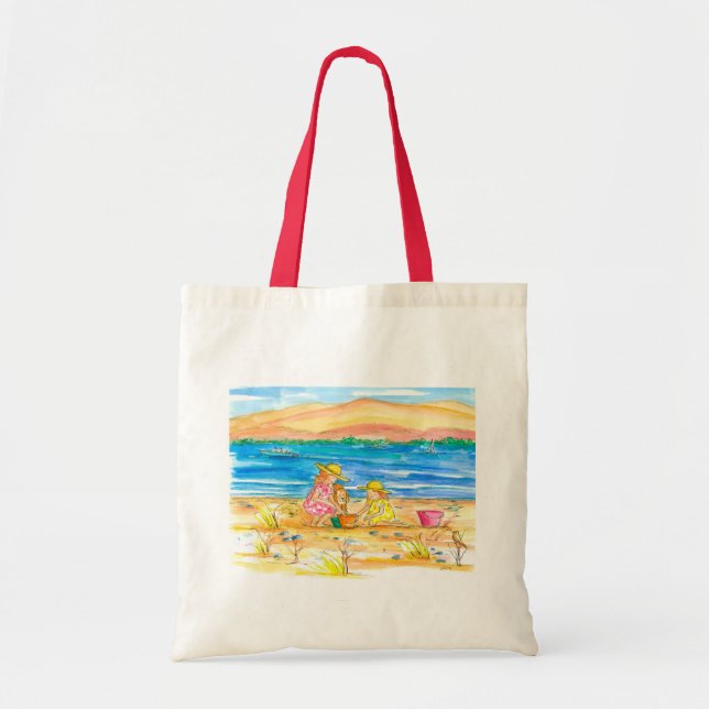 Bolso De Tela Little Girls Mountain Lake Beach (Frente)