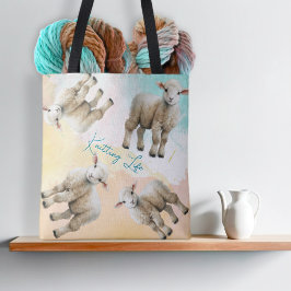 Bolso De Tela Little Lambs Knitting Life Yarn or Project Bag