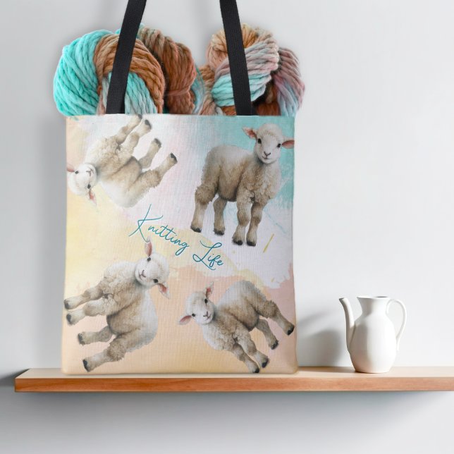Bolso De Tela Little Lambs Knitting Life Yarn or Project Bag (Subido por el creador)