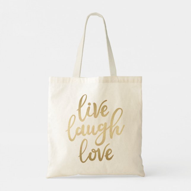 Bolso De Tela Live Lauder Love Faux Gold Lettering (Reverso)