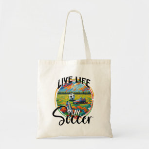 Bolso De Tela Live Life Play Soccer, Ilustracion de hinchas de f