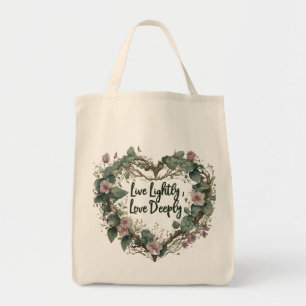 Bolso De Tela Live Lightly, Love Proeply Grocery Tote Bag