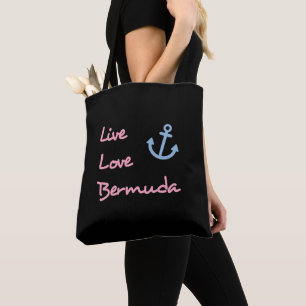 Bolso De Tela Live Love Bermuda Script Text con Anchor Dark