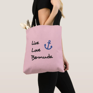 Bolso De Tela Live Love Bermuda Script Text with Anchor