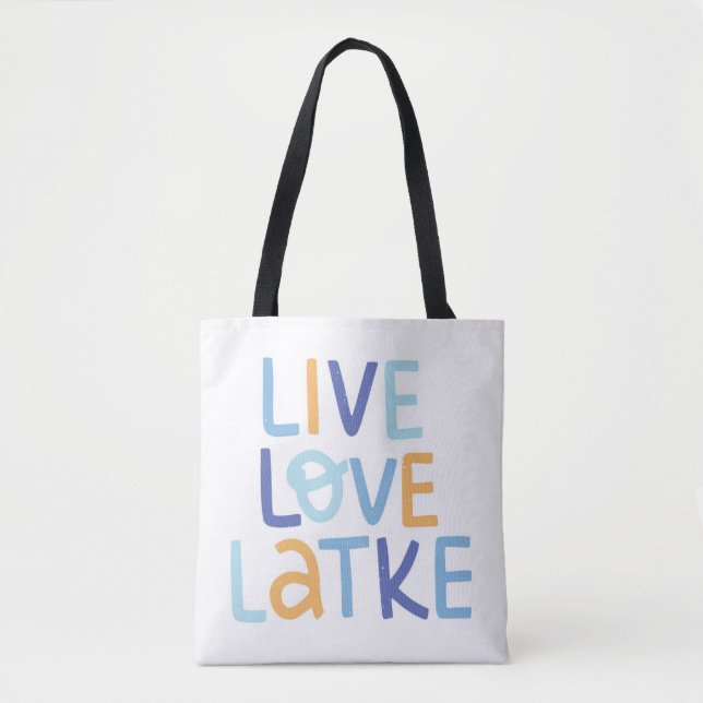 Bolso De Tela Live Love Latke Hanukkah Design (Anverso)