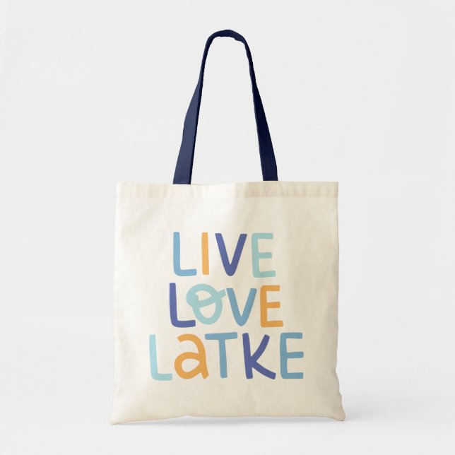Bolso De Tela Live Love Latke Hanukkah Design (Frente)