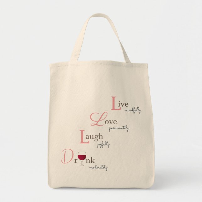 Bolso De Tela Live Love Laugh and Drink (Frente)