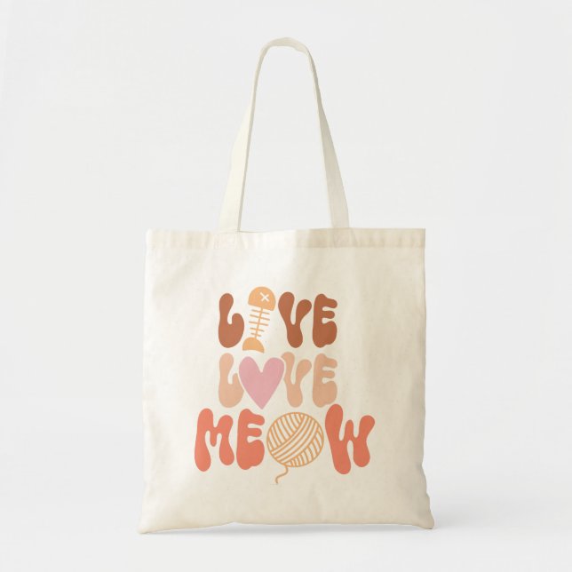 Bolso De Tela Live Love Meow (Frente)