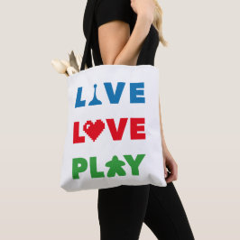 Bolso De Tela Live, Love, Play Colorful White Tote