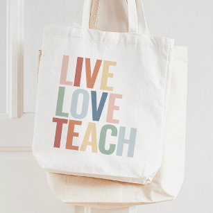 Bolso De Tela Live Love Teach Rainbow Teacher Appreciation Tote
