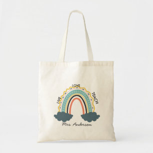 Bolso De Tela Live Love Teach Rainbow Teacher Apreciación