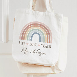 Bolso De Tela Live Love Teach Rainbow Teacher Apreciación