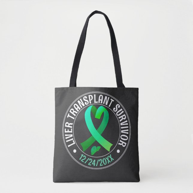 Bolso De Tela Liver Transplant Survivor Green Ribbon Custom (Anverso)