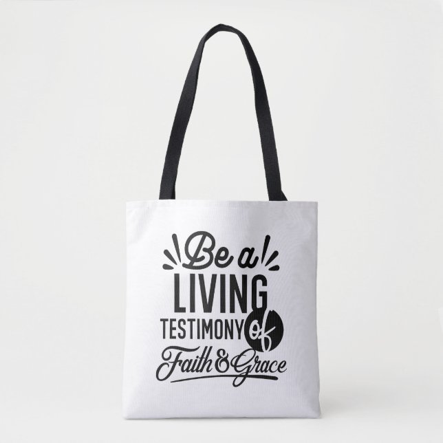 Bolso De Tela Living Testimony Bible Quote Christian Motivation (Anverso)