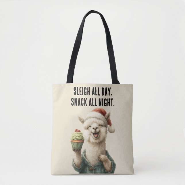 Bolso De Tela Llama a Navidades divertidos - Sleigh y Snack (Anverso)
