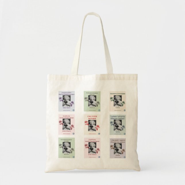 Bolso De Tela Llama a tu madre en 7 idiomas (Frente)