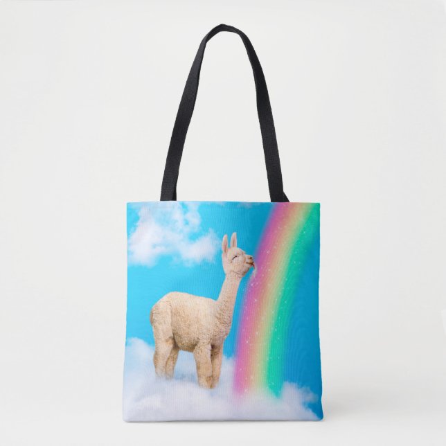 Bolso De Tela Llama: Arcoiris golpeando (Anverso)