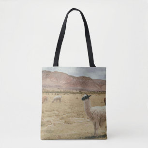 BOLSO DE TELA LLAMA BLANCA EN GRASA MARRONA